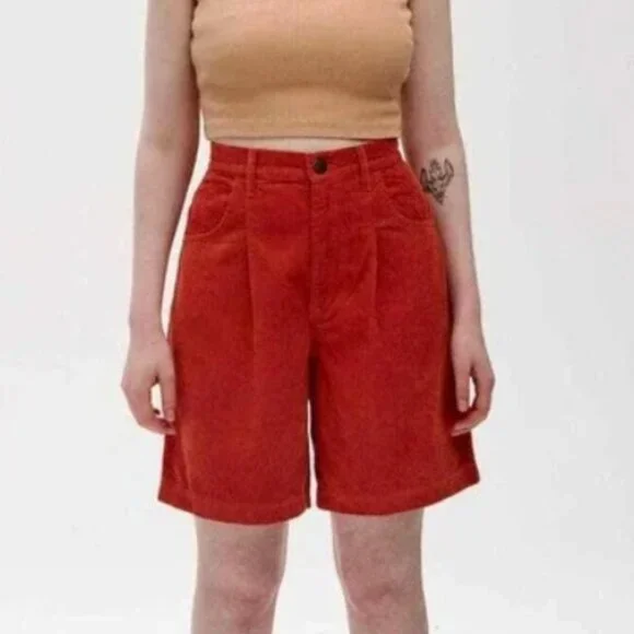 Lucy & Yak Bonnie Organic Corduroy Shorts Orange Size W29-W30 - Picture 2 of 15